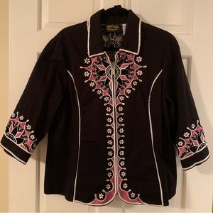 2 pieces Bob Mackie Wearable Art blazer and top
